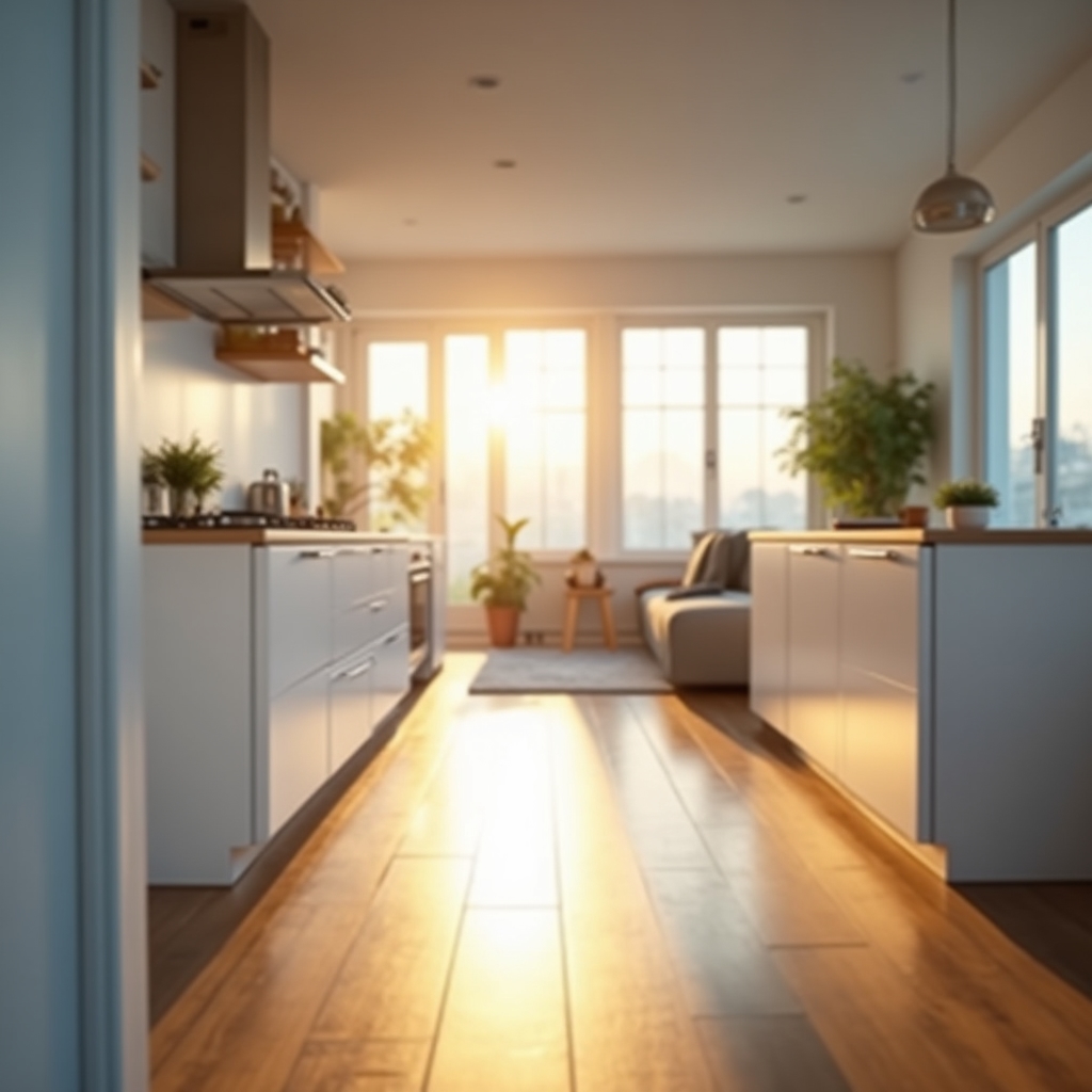 Tiszta, rendezett otthon természetes fényben